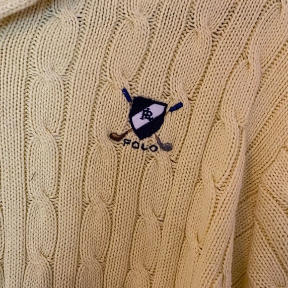 Polo by Ralph Lauren Pale Yellow Collared Cable Knit Sweater - Picture 4 of 4